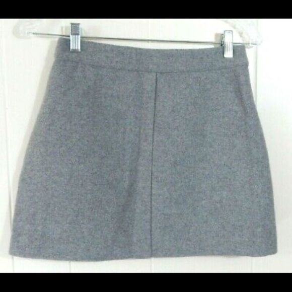 Zara Trafaluc wool/viscose blend Women's Xs Mini Skirt Gray/black front Zip - Picture 4 of 9